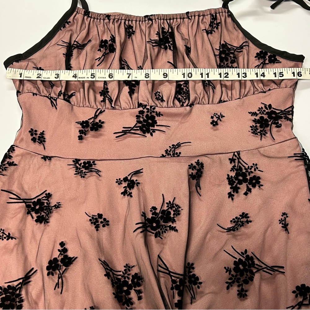 Hapsha Y2k Babydoll Dress Size L Velvet Burnout Sheer Whimsigoth Fairy Grunge‎ - Picture 8 of 11